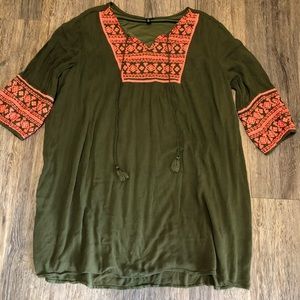 Navy green and pink dress
